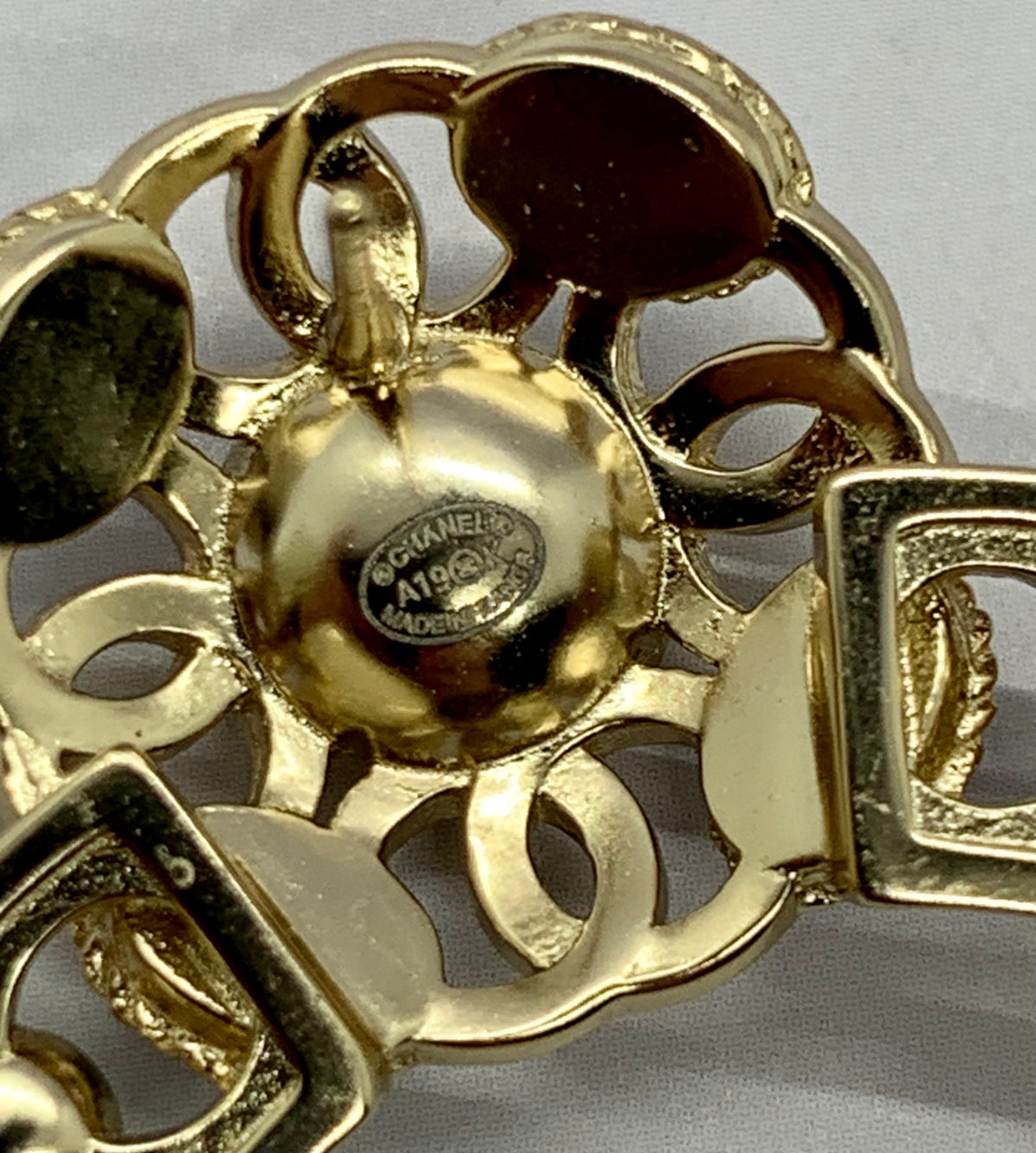 CHANEL CC 2019 Gold Rhinestone Hoop Earrings - USED