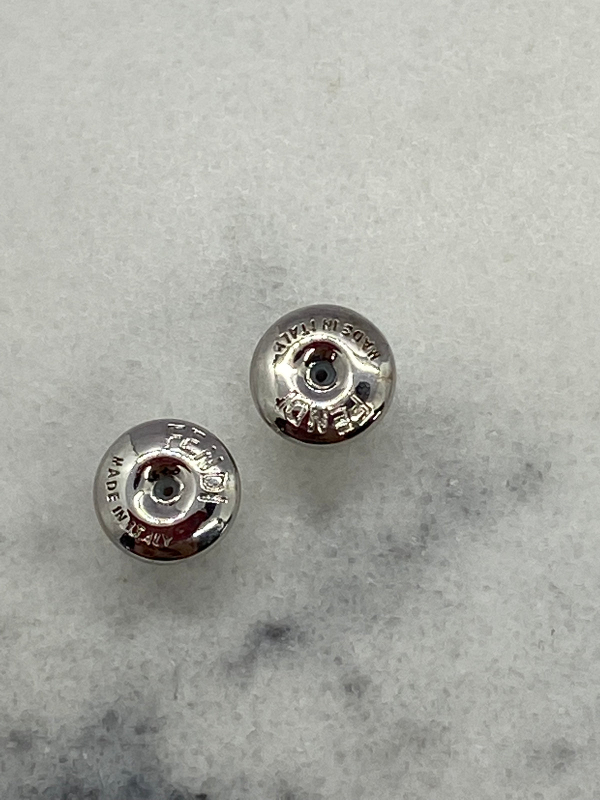FENDI FF Silver Tone Pearl Earrings - Pre owned