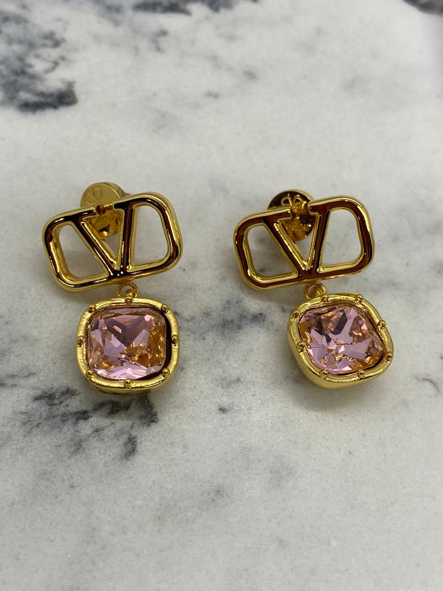 VALENTINO Pink Rhinestone Earrings - Pre owned