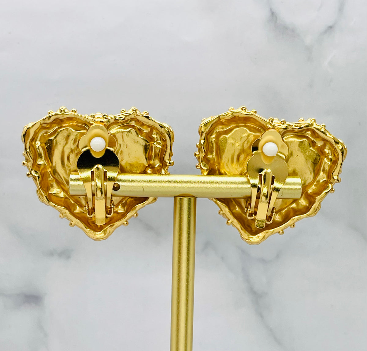 CHRISTIAN LACROIX Black Velvet Heart Clip On Earrings - Pre owned