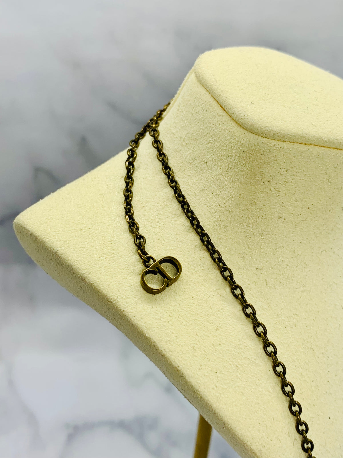 CHRISTIAN DIOR J'Adior Orb Brass Necklace - Pre owned