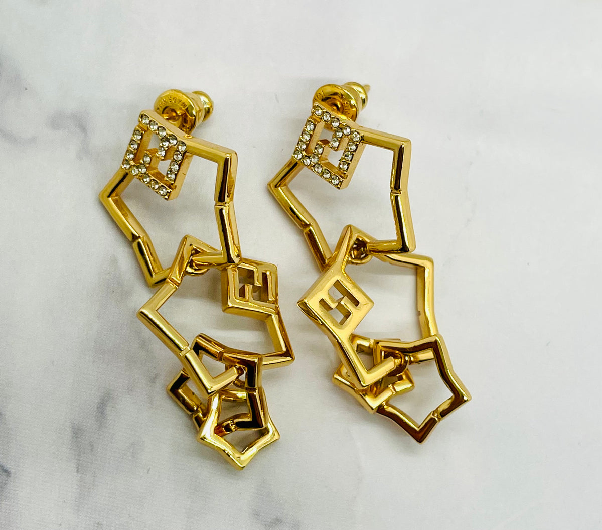 FENDI FF Star Shaped Pendant Earrings - Pre owned