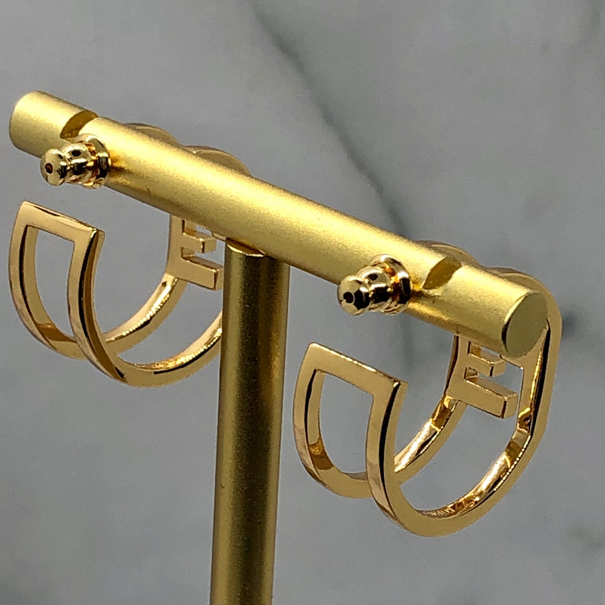 FENDI FF Gold Tone Hoop Earrings - Pre owned