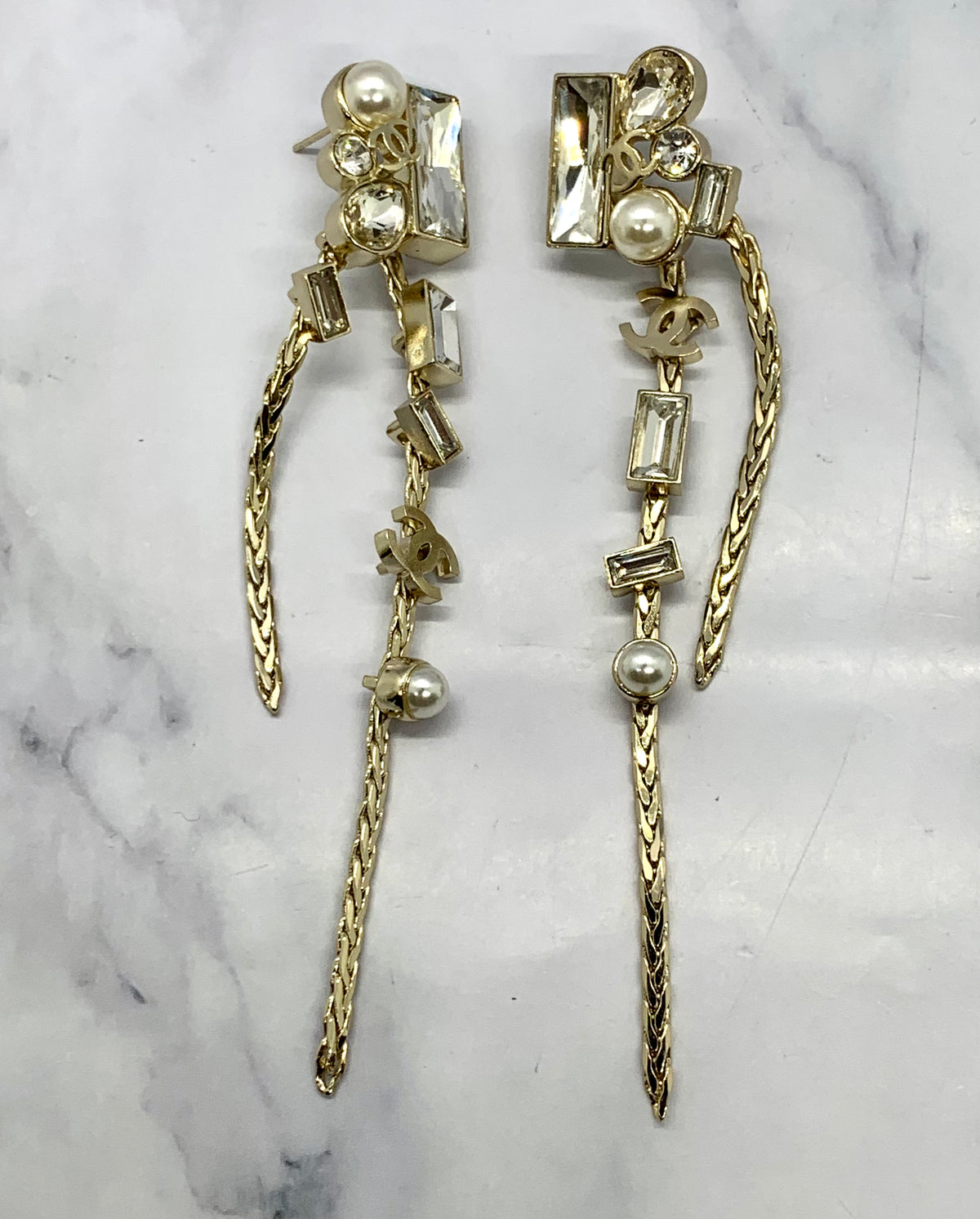 CHANEL CC Rhinestone Statement Earrings - Pre owned