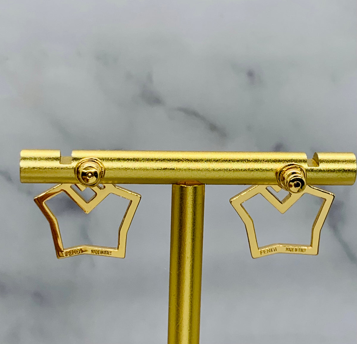FENDI FF Gold Star Shape Rhinestone Earrings - Pre owned