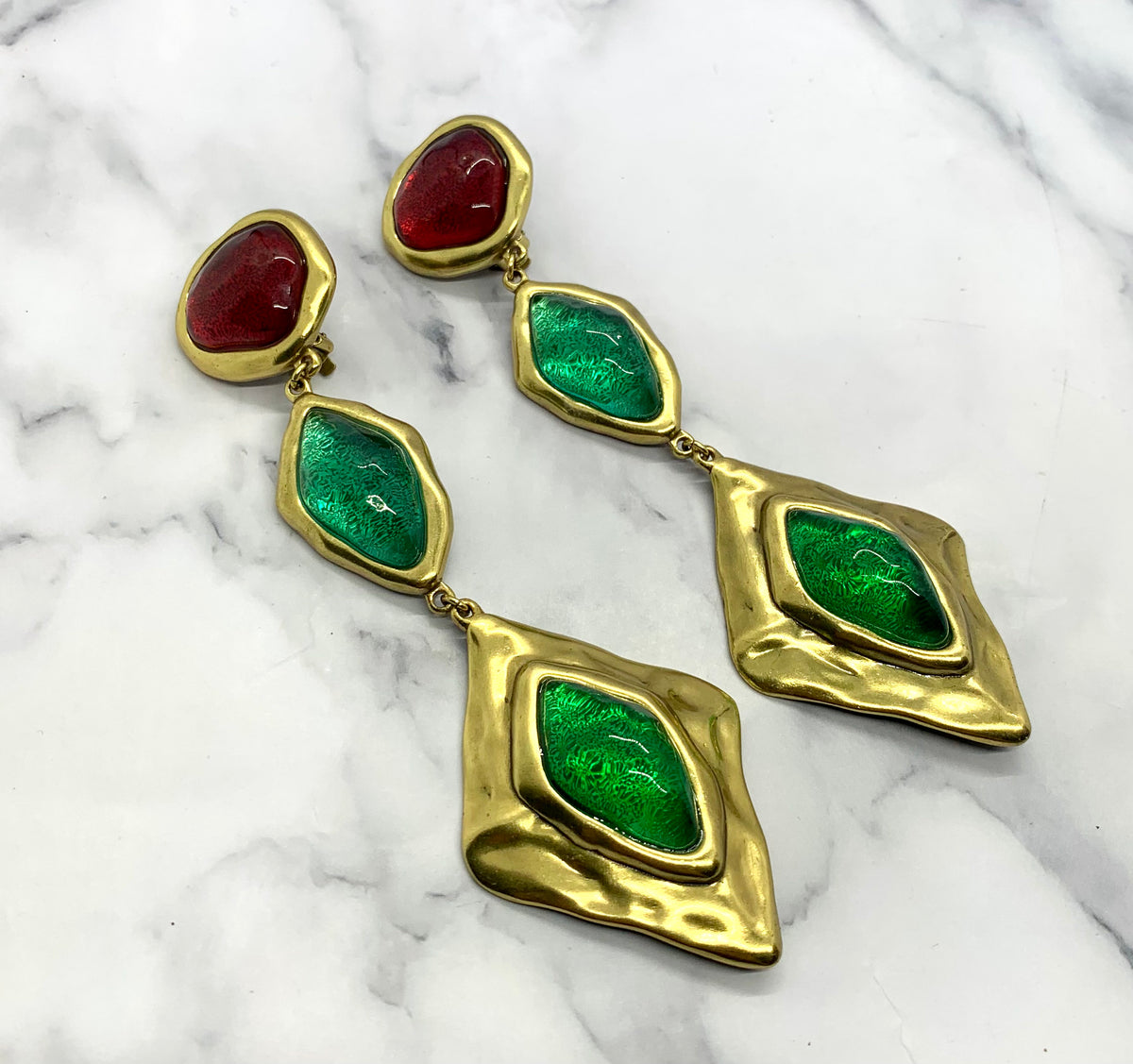 YSL YVES SAINT LAURENT Statement Clip On Earrings - Pre owned