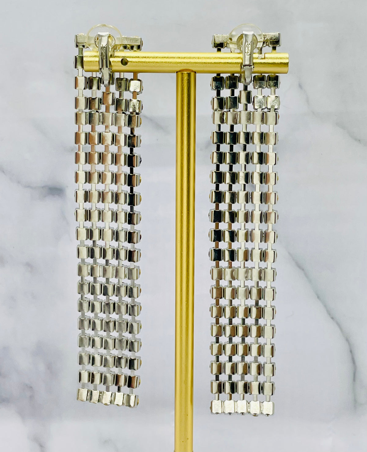 YSL YVES SAINT LAURENT Rhinestone Statement Earrings - Pre owned