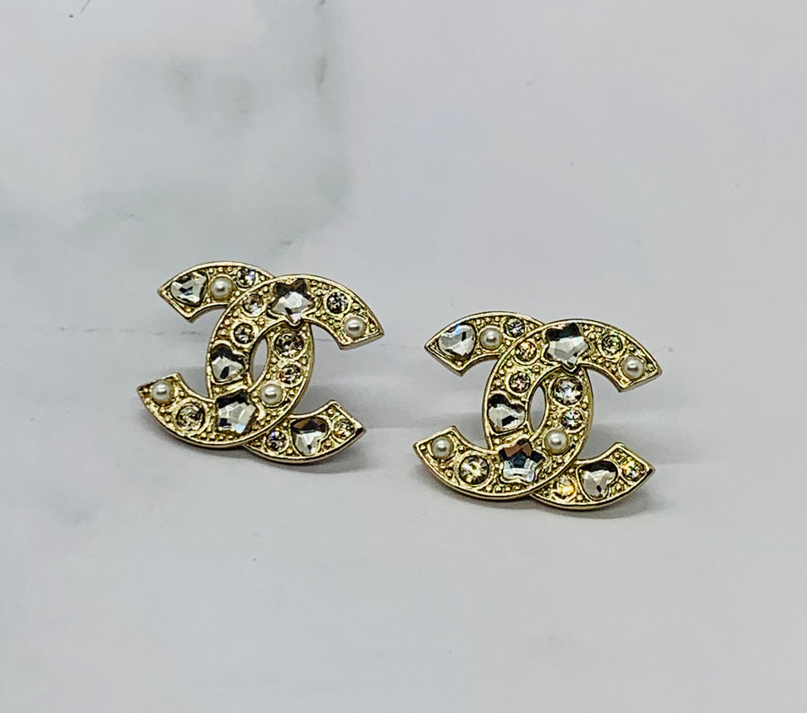 CHANEL CC Rhinestone Star Heart Earrings - Pre owned