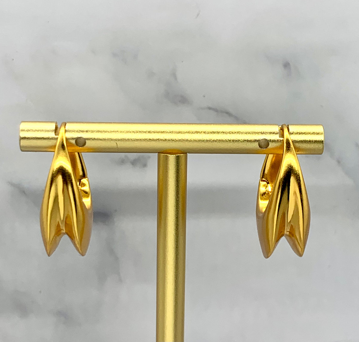 YSL YVES SAINT LAURENT Beveled Gold Hoop Earrings - Pre owned
