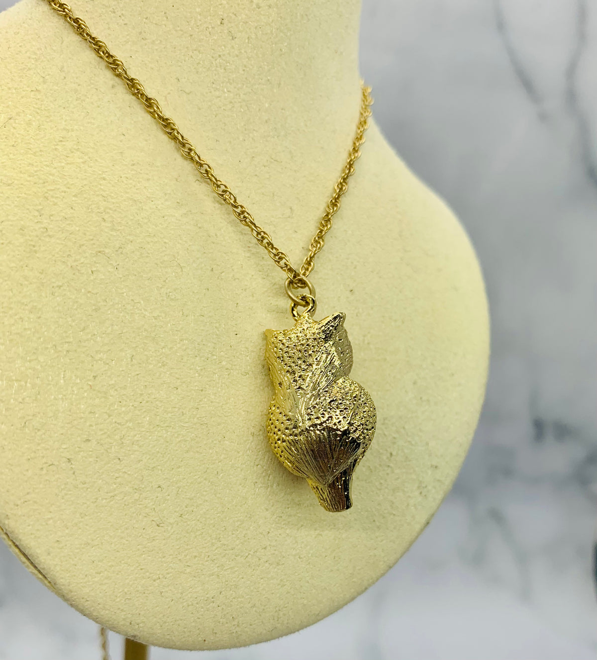 CHANEL CC Owl Pendant Necklace - USED