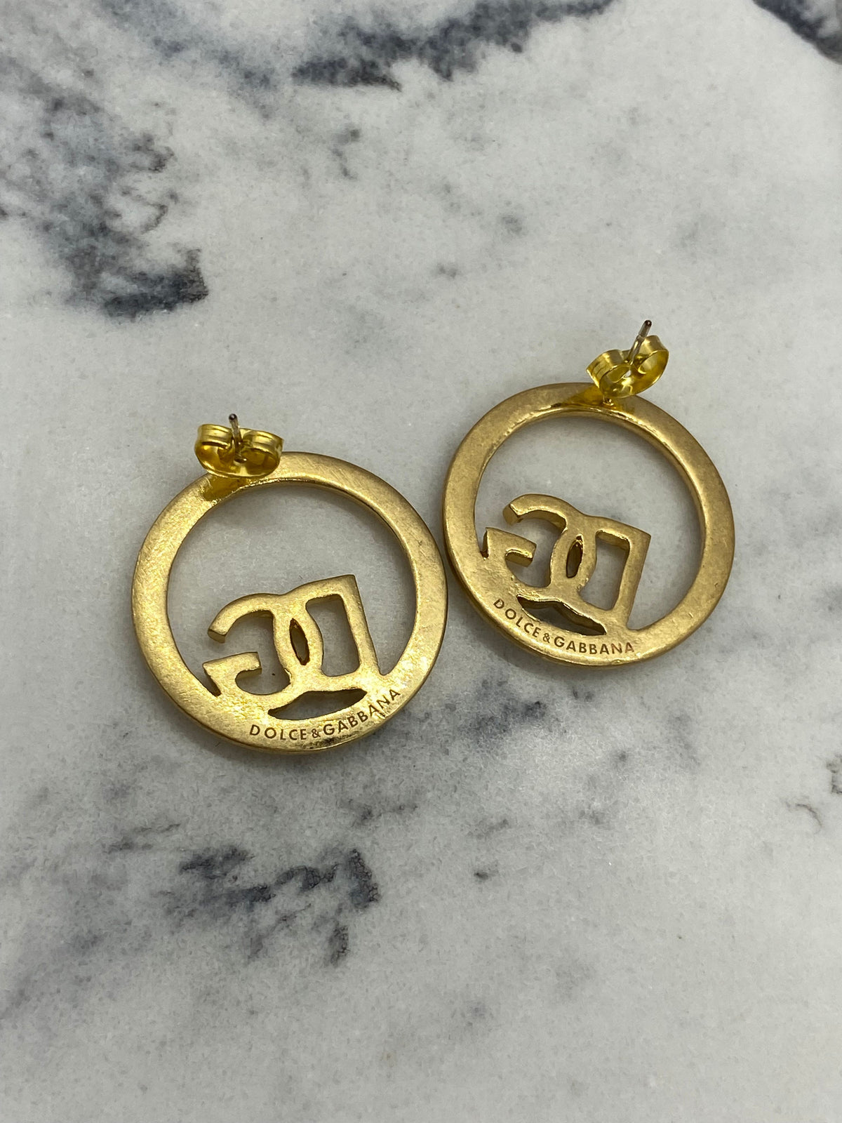 DOLCE & GABBANA Gold Tone Rhinestone Earrings - Pre owned