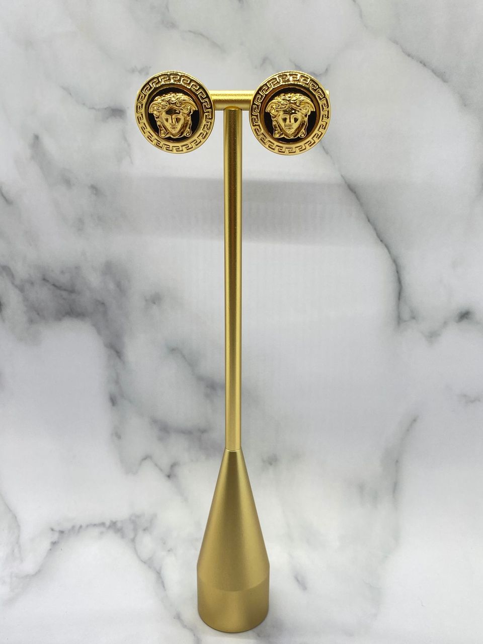 VERSACE Vintage Medusa Gold Tone Disc Earrings - USED