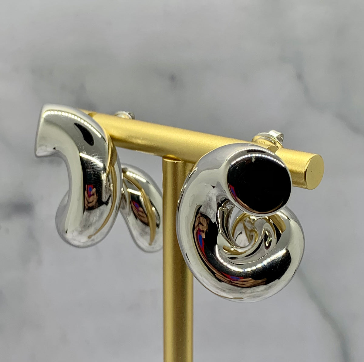 BOTTEGA VENETA Silver Tone Noodle Earrings - Pre owned