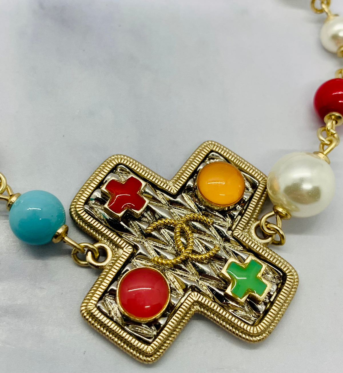 CHANEL CC 2017 Cross Beaded Bracelet - USED