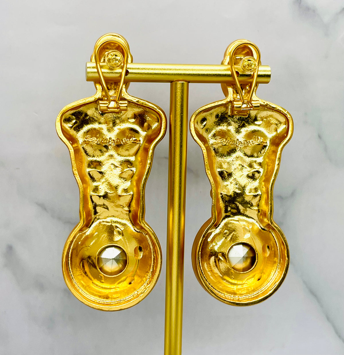 SCHIAPARELLI Rhinestone Torso Statement Earrings - Pre owned