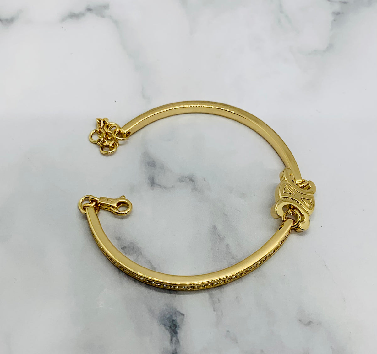 CELINE Monogram Rhinestone Bracelet - Pre owned