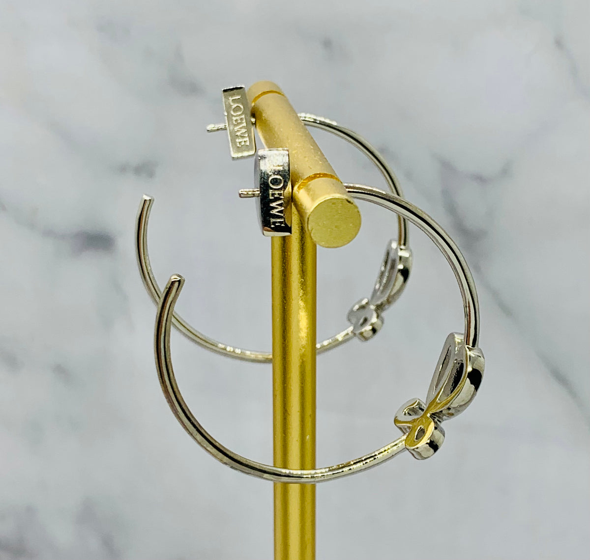 LOEWE L Silver Tone Hoop Earrings - Pre owned