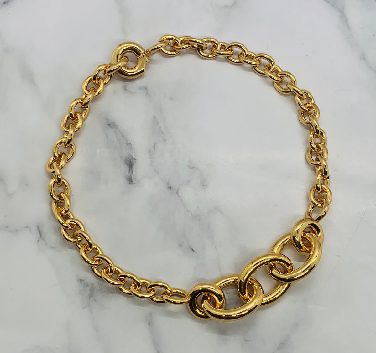 YSL YVES SAINT LAURENT Gold Tone Chain Necklace