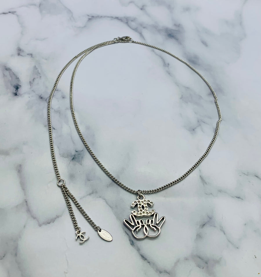 CHANEL CC Peace Sign Necklace - Pre owned