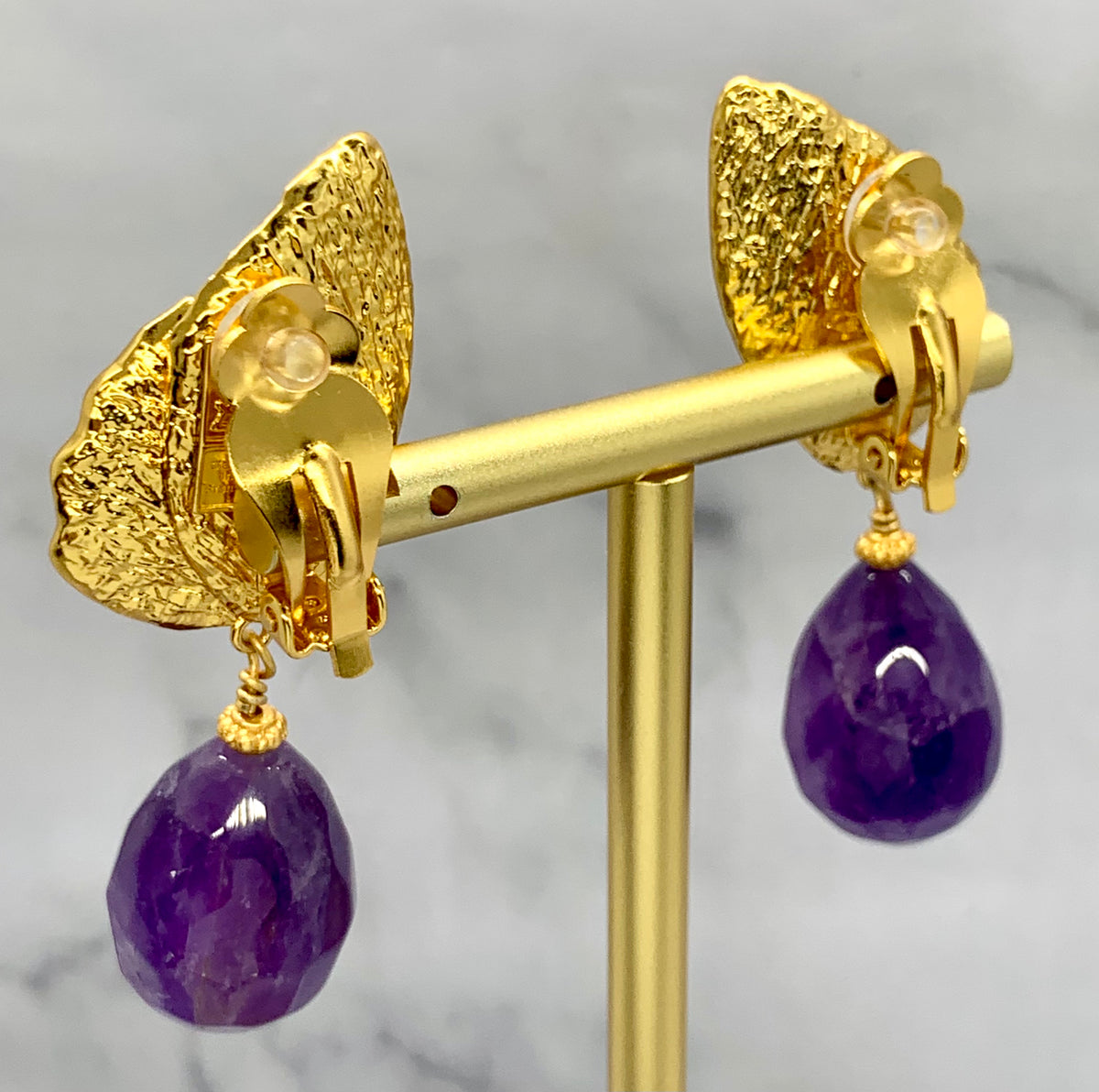 YSL YVES SAINT LAURENT Amethyst Wing Clip On Earrings - Pre owned