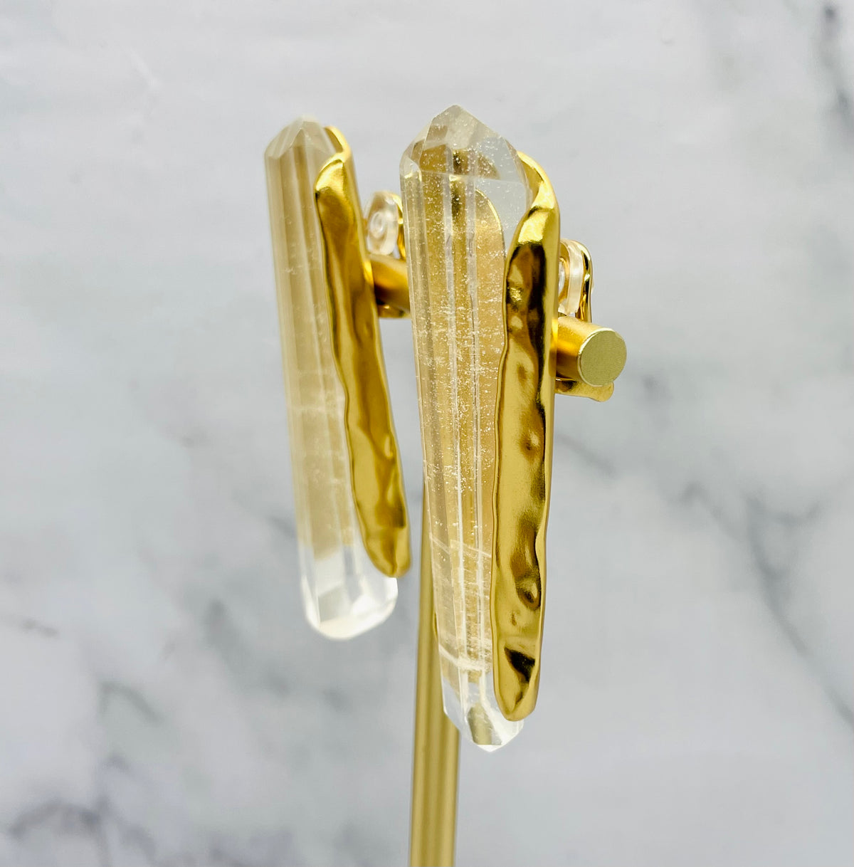 YSL YVES SAINT LAURENT Crystal Shard Clip On Earrings - Pre owned