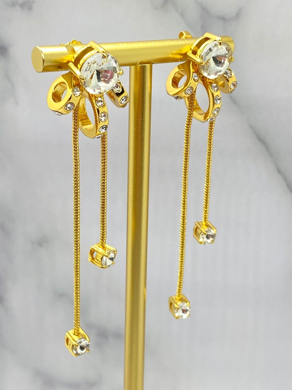 MIU MIU Gold Tone Rhinestone Asymmetric Earrings - Pre owned