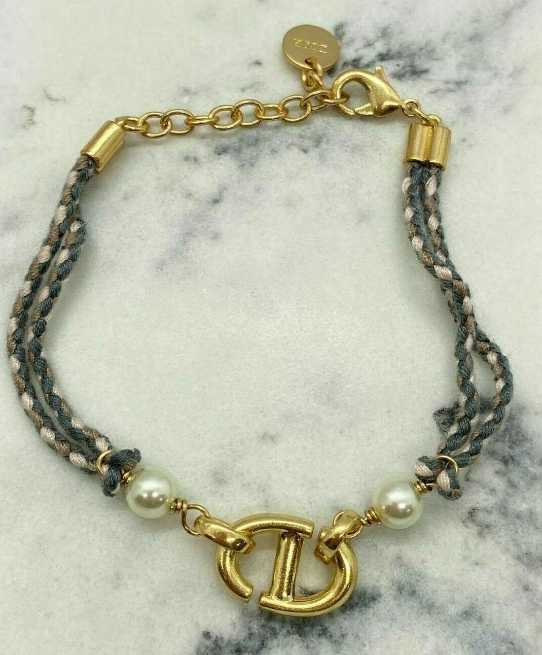 CHRISTIAN DIOR CD Fabric Charm Bracelet - Pre owned