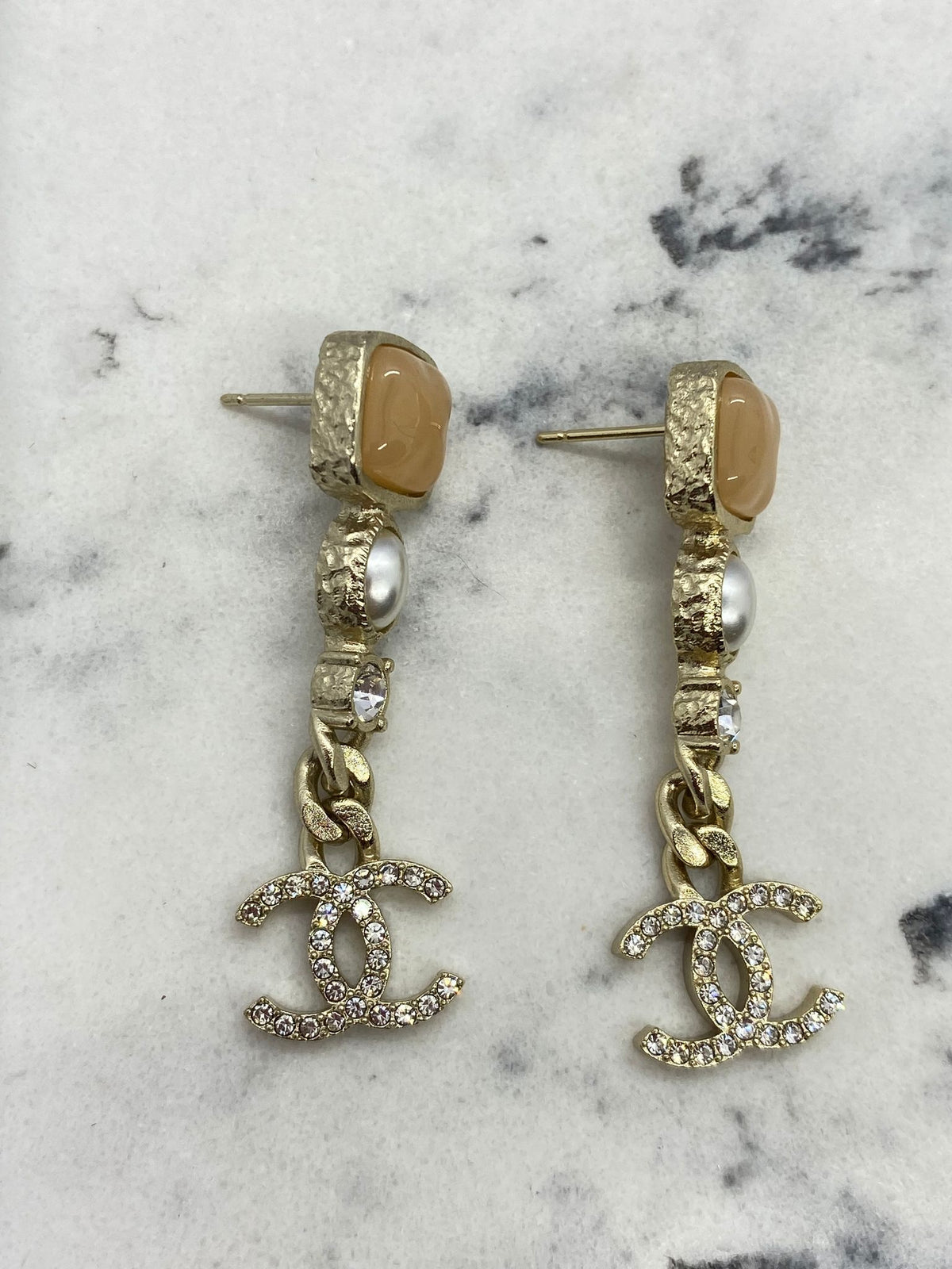 CHANEL CC Pendant Rhinestone Earrings - Pre owned