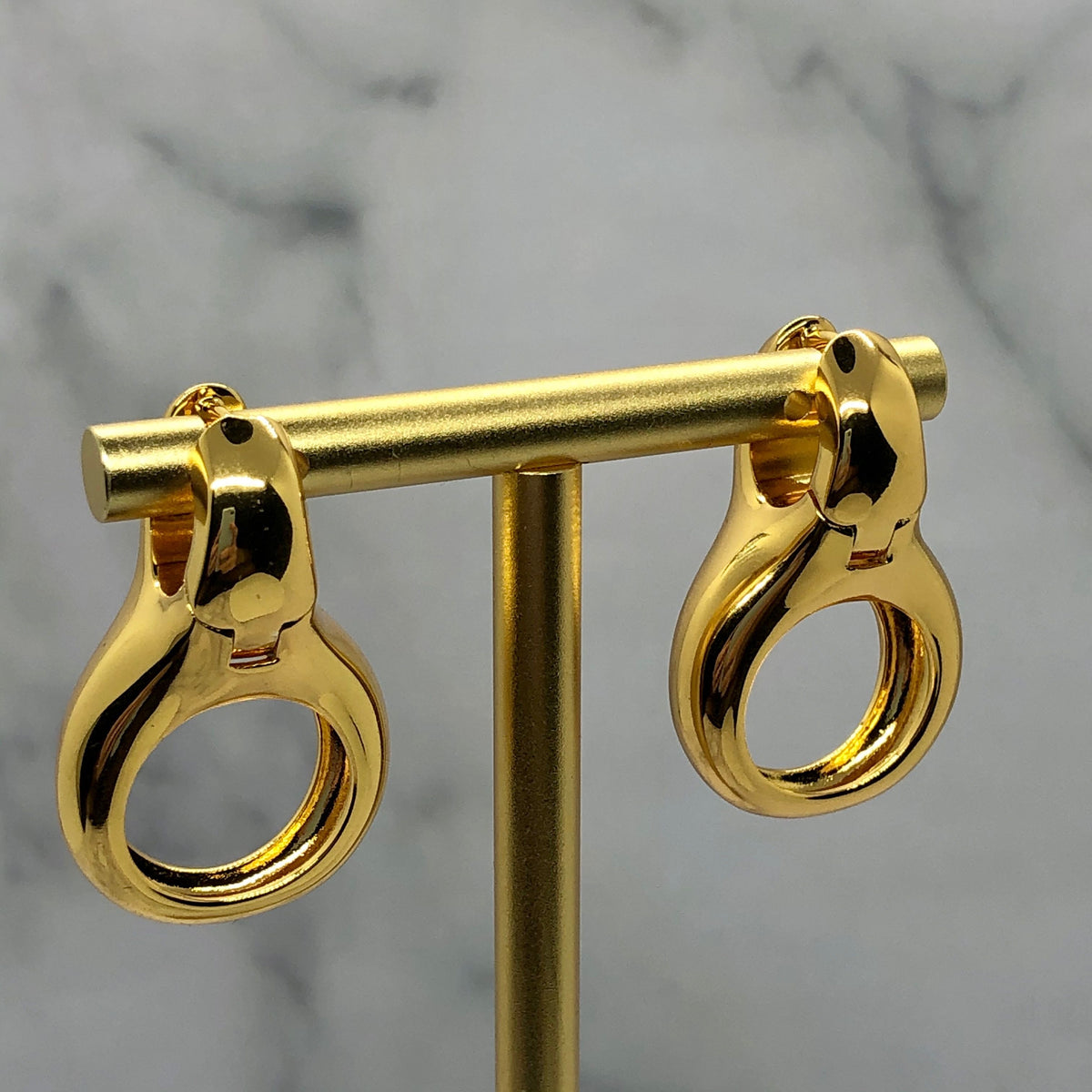 BALENCIAGA Gold Ring Pendant Earrings - Pre owned