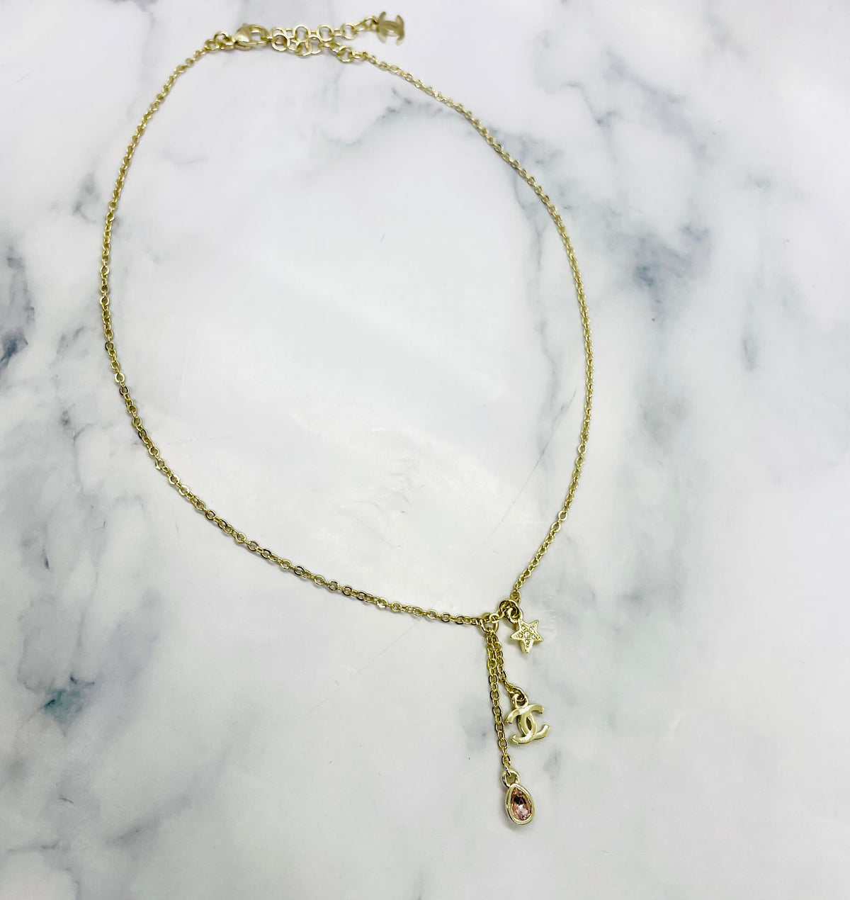 CHANEL CC Star Rhinestone Pendant Necklace - Pre owned