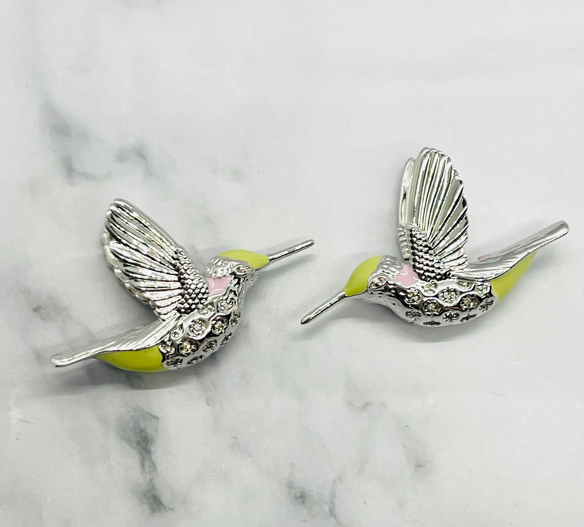BOTTEGA VENETA Silver Tone Colibri Bird Earrings - Pre owned