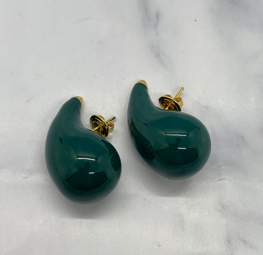 BOTTEGA VENETA Dark Green Tear Drop Earrings - Pre owned