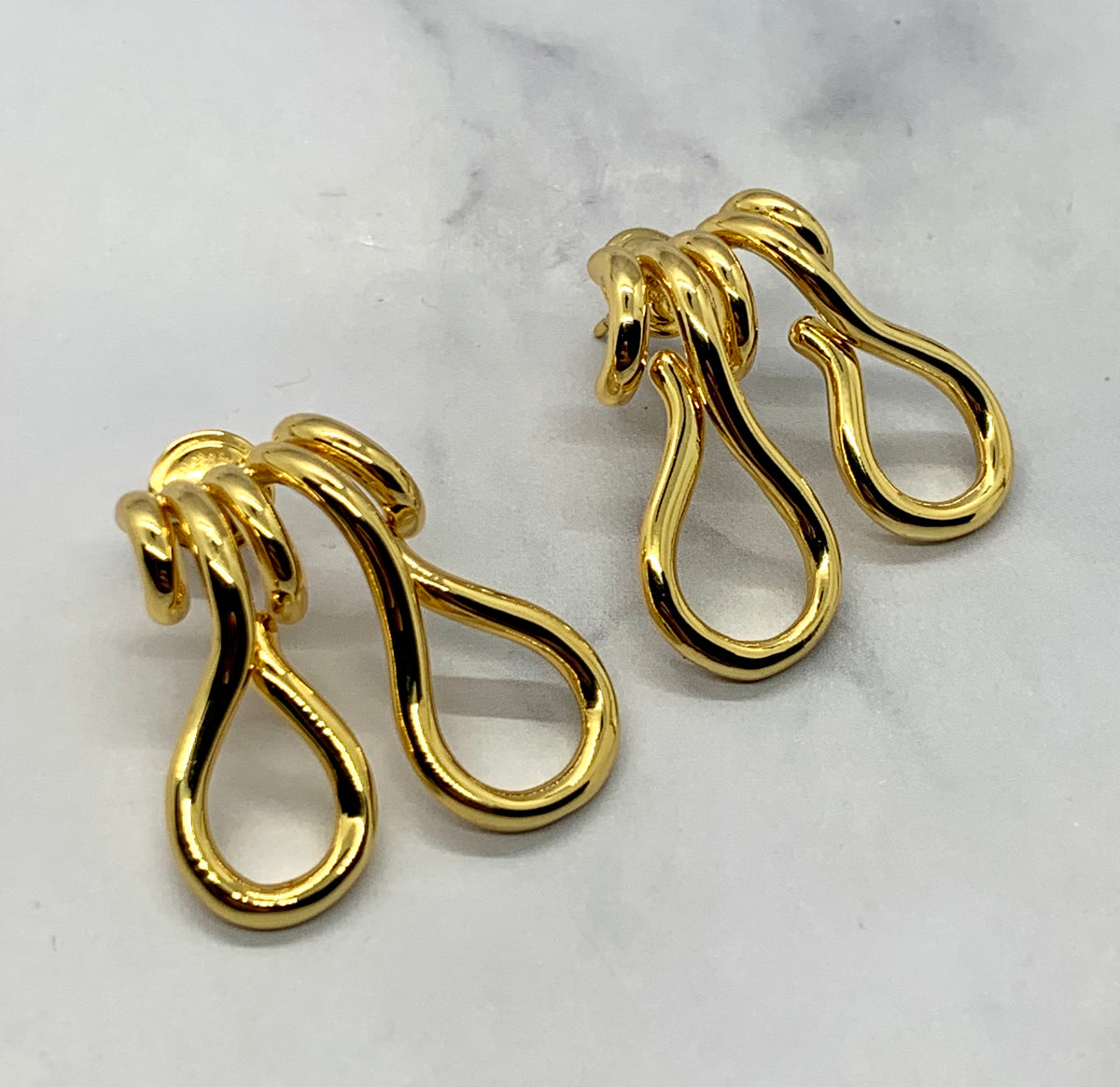 BOTTEGA VENETA Gold Tone Loop Earrings - Pre owned