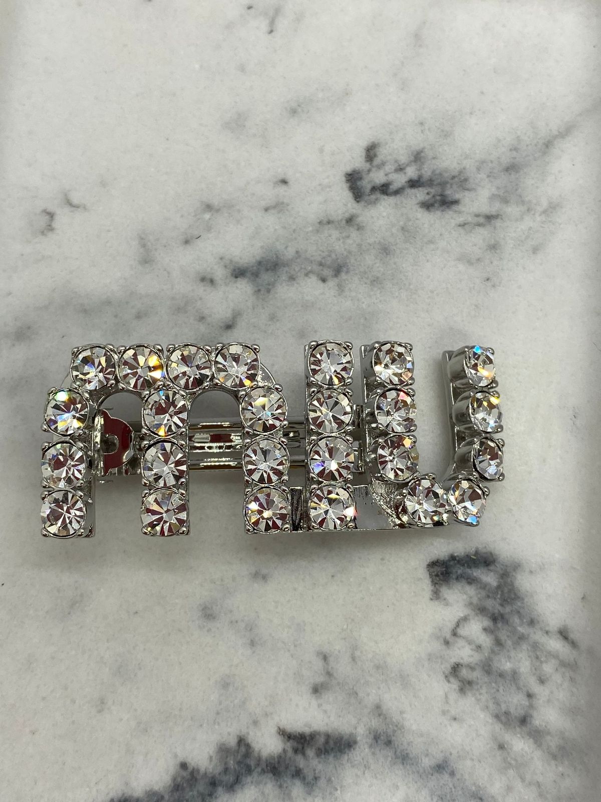 MIU MIU Silver Tone Rhinestone Hair Barrette Clip - Pre owned