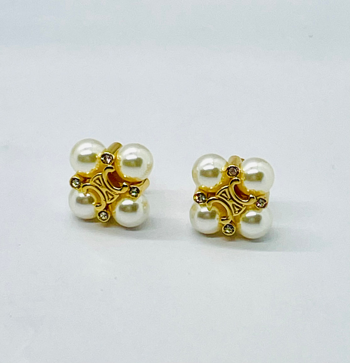 CELINE Monogram Pearl Earrings - Pre owned