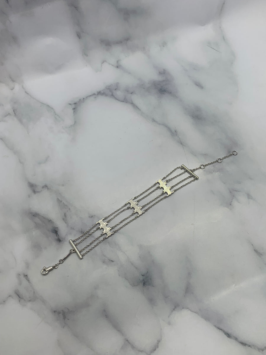 CELINE Monogram Silver Tone Bracelet - Pre owned