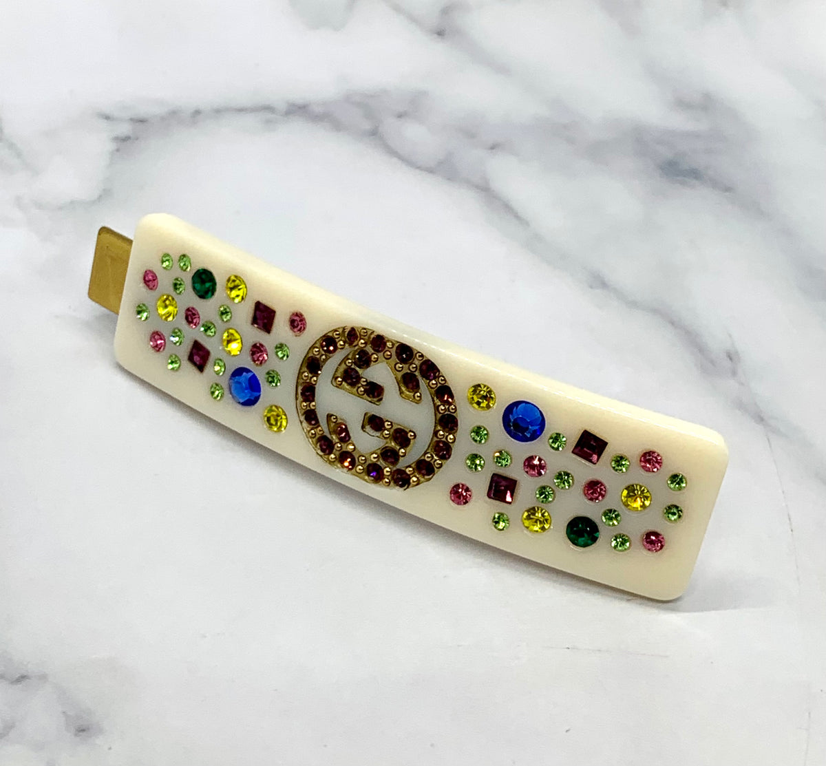 GUCCI GG Rhinestone Hair Clip Barrette - Pre owned