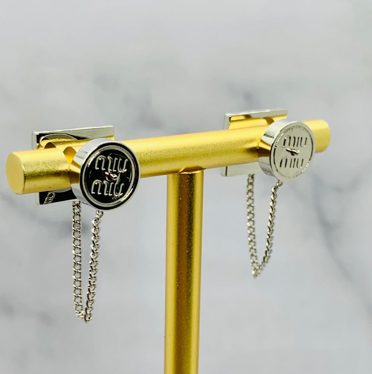 MIU MIU Black Chain Earrings - pre owned