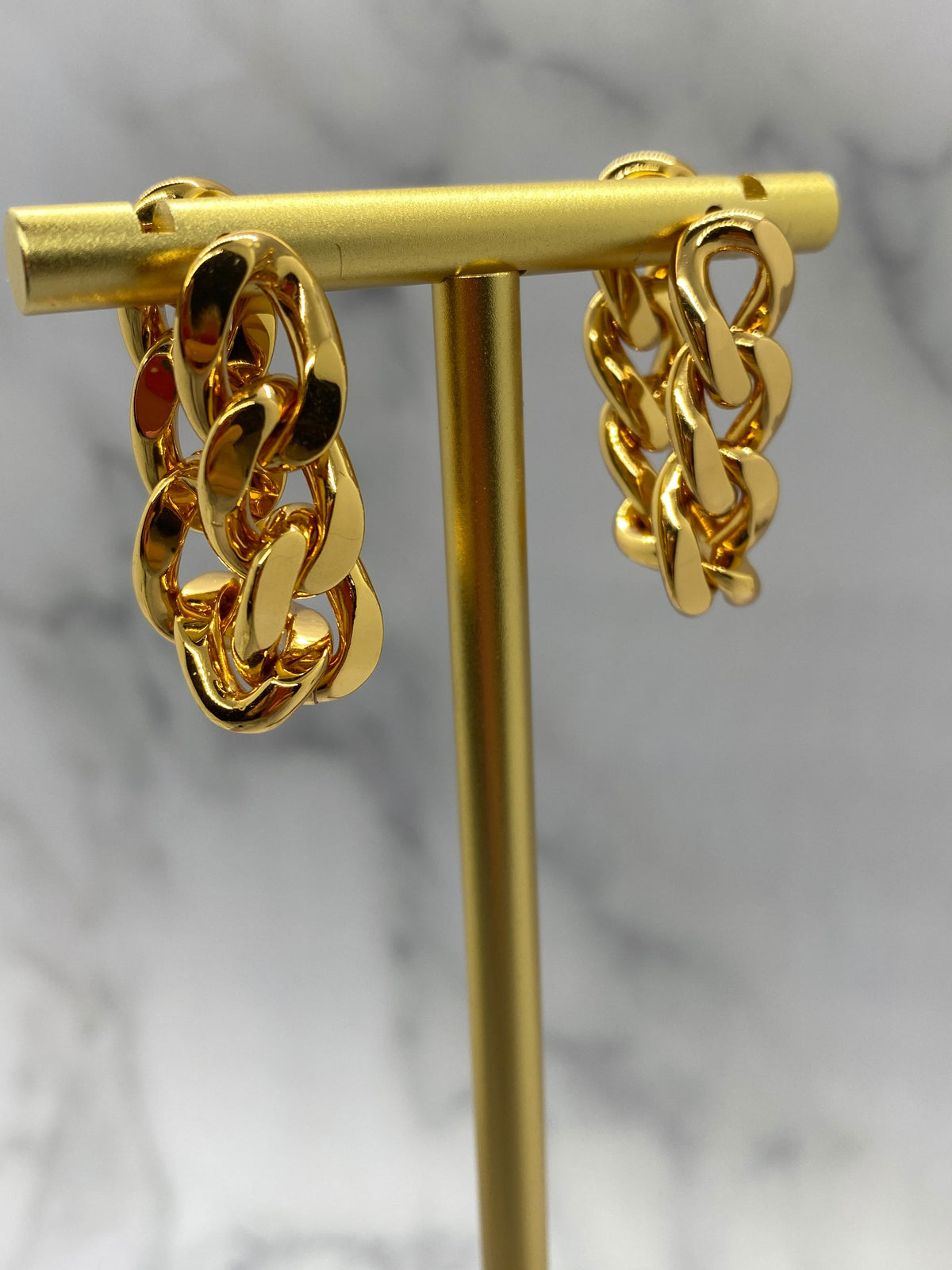 BOTTEGA VENETA Gold Chain Hoop Earrings - Pre owned
