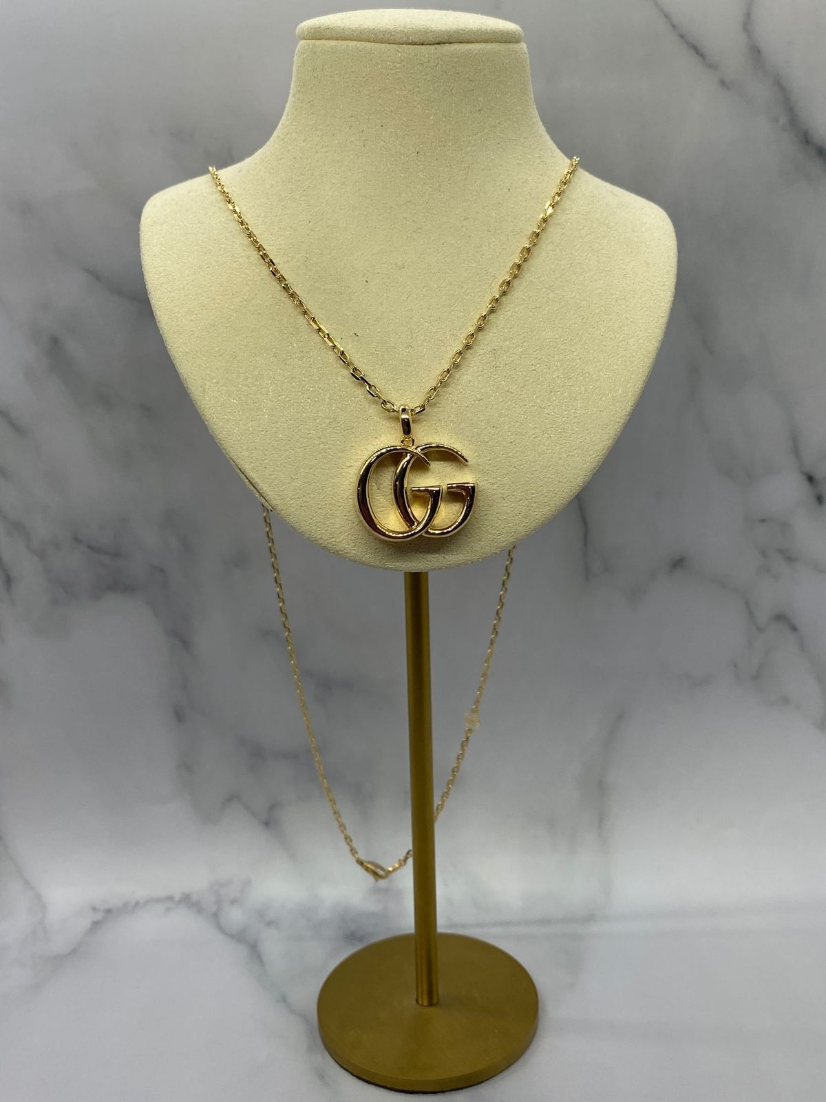 GUCCI GG Gold Tone Monogram Chain Necklace - Pre owned