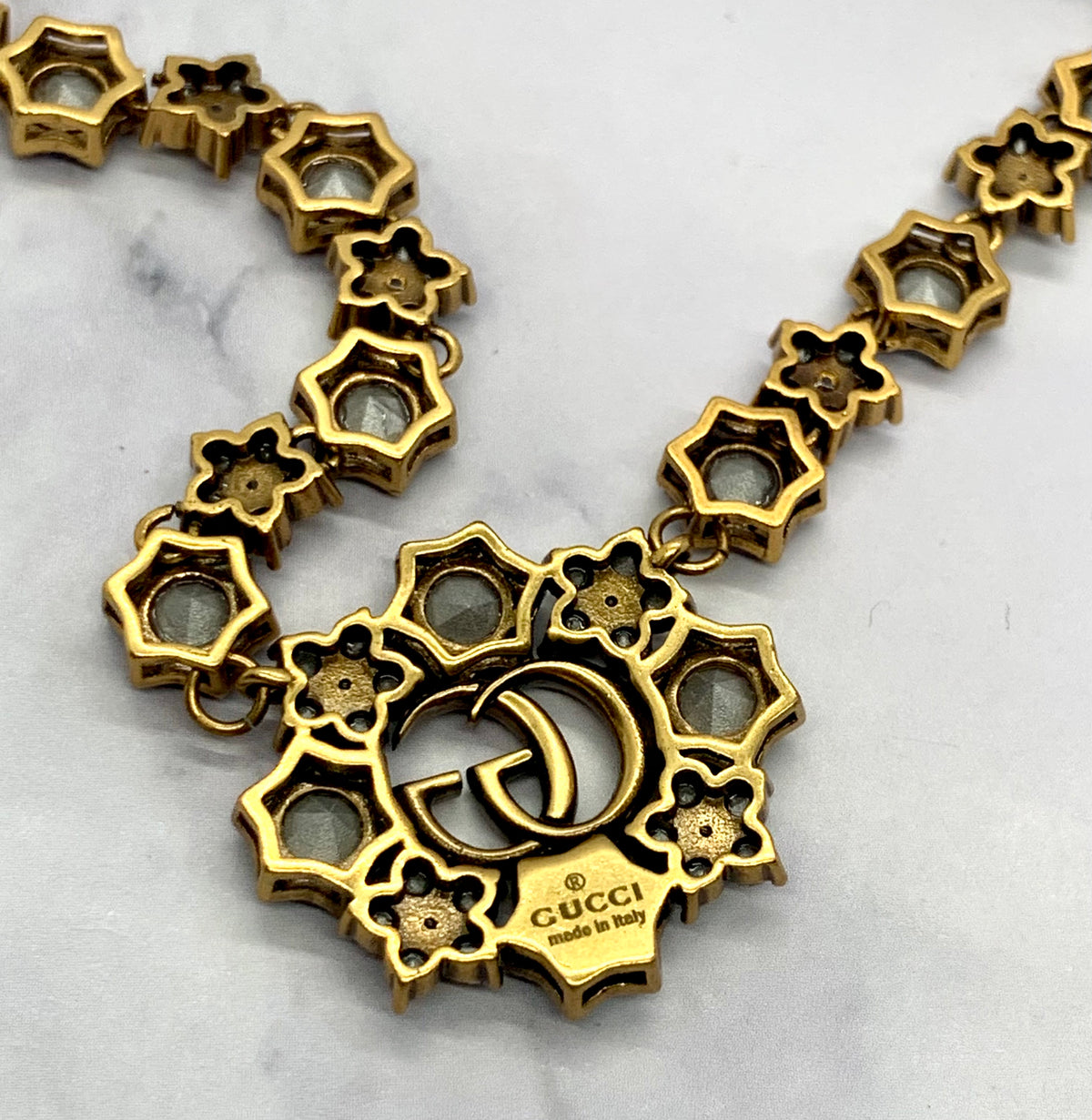 GUCCI GG Iridescent Rhinestone Necklace - Pre owned