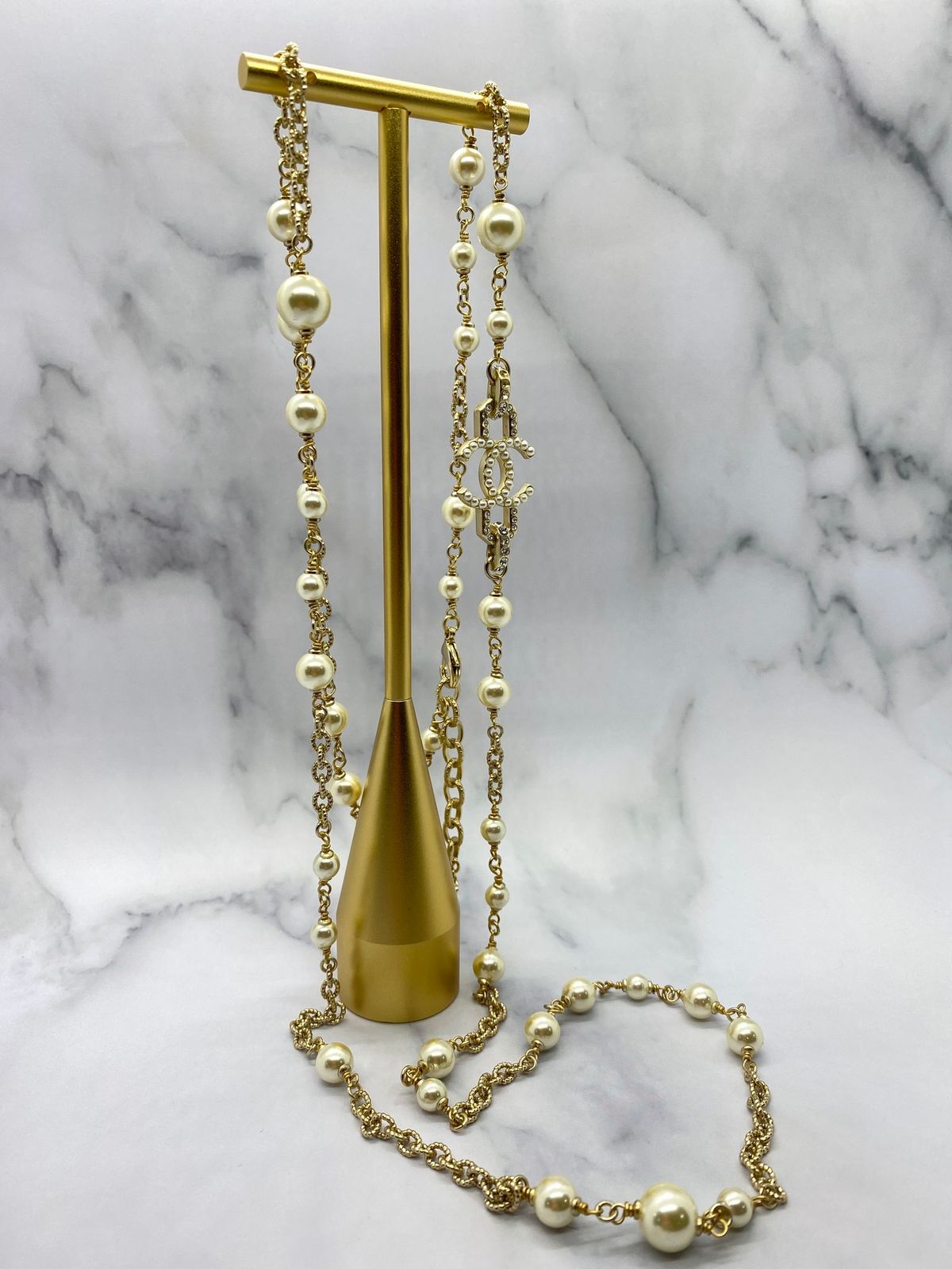 CHANEL CC Pearl Wrap Around Necklace - Damaged