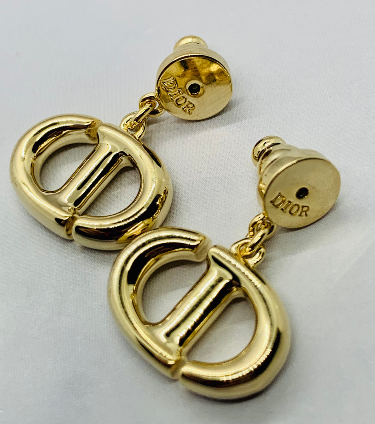 Auth CHRISTIAN DIOR CD Gold Tone Earrings - Pre owned /