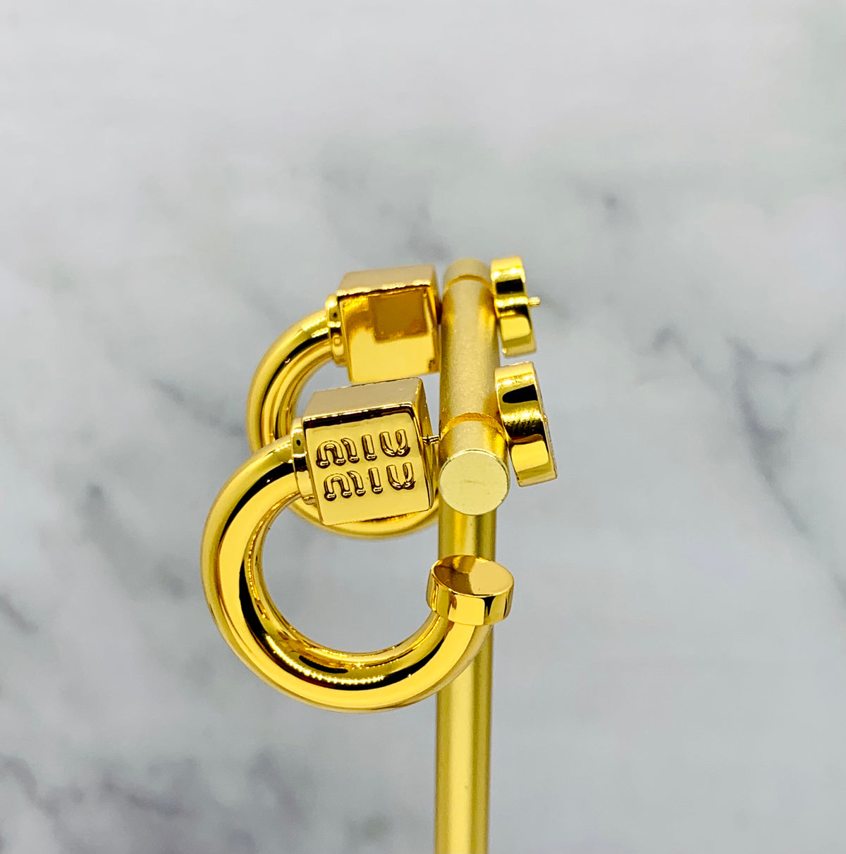 MIU MIU Gold Tone Hoop Earrings - Pre owned