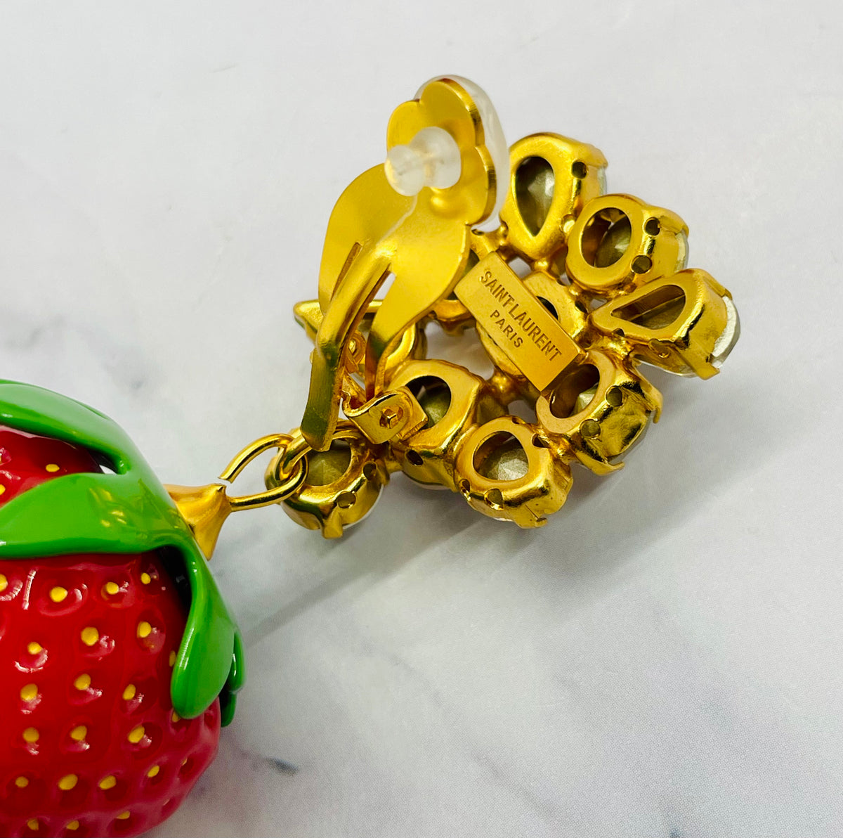 YSL Yves Saint Laurent strawberry clip-on earrings, pair, MK6433, photo 2