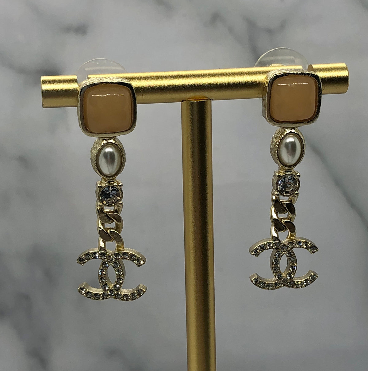 CHANEL CC Rhinestone Pendant Earrings - Pre-Owned — 6