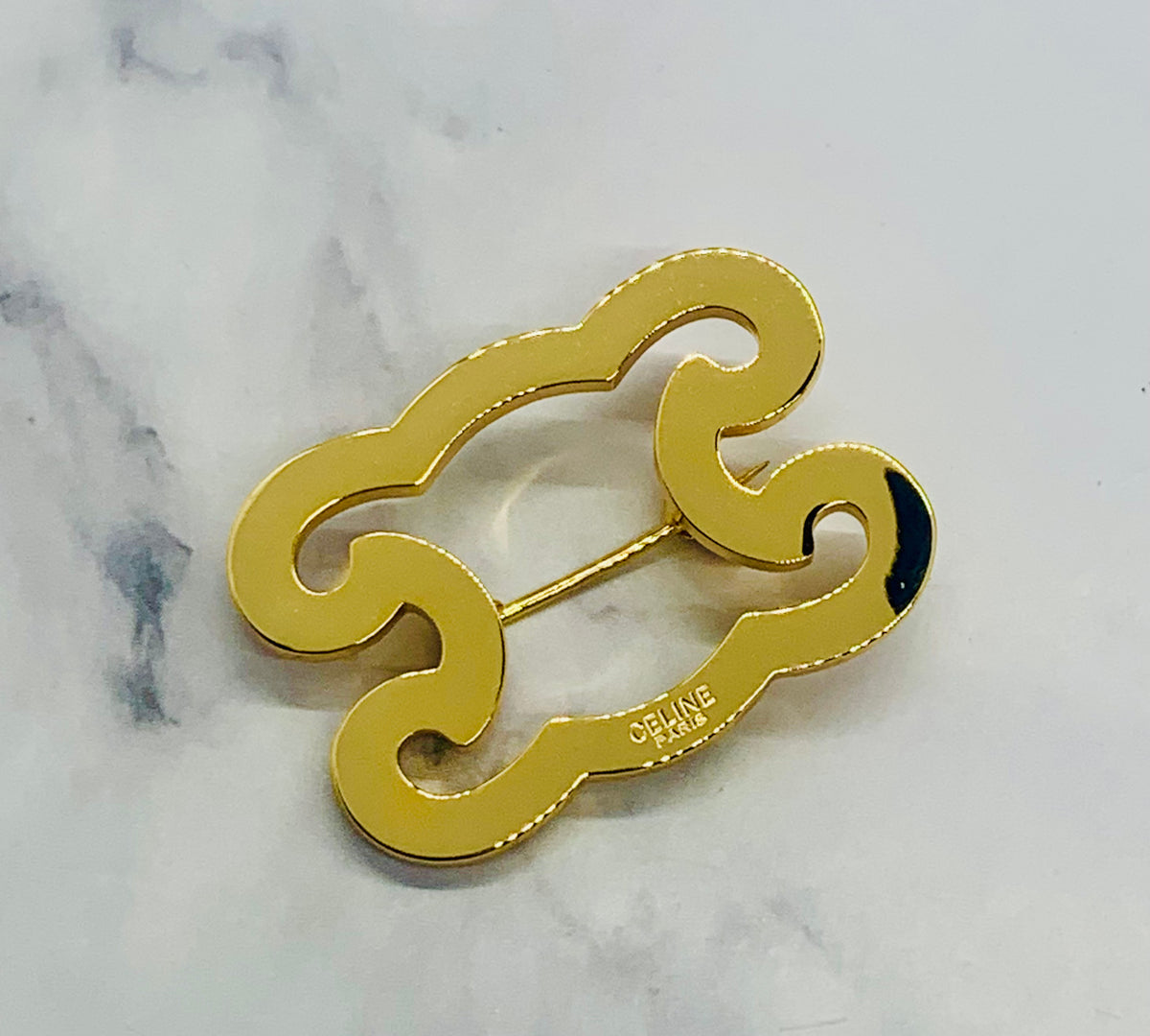 CELINE Monogram Gold Tone Brooch Pin - Pre-Owned — 1