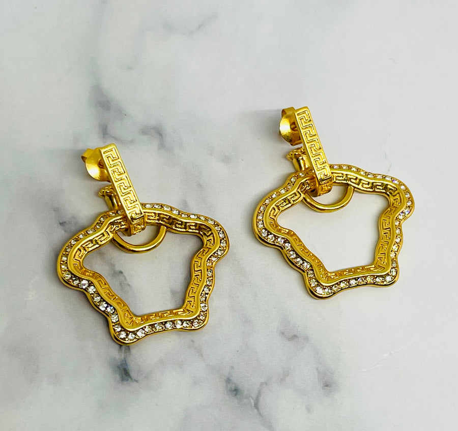 VERSACE Medusa Outline Rhinestone Earrings - Pre-Owned — 1
