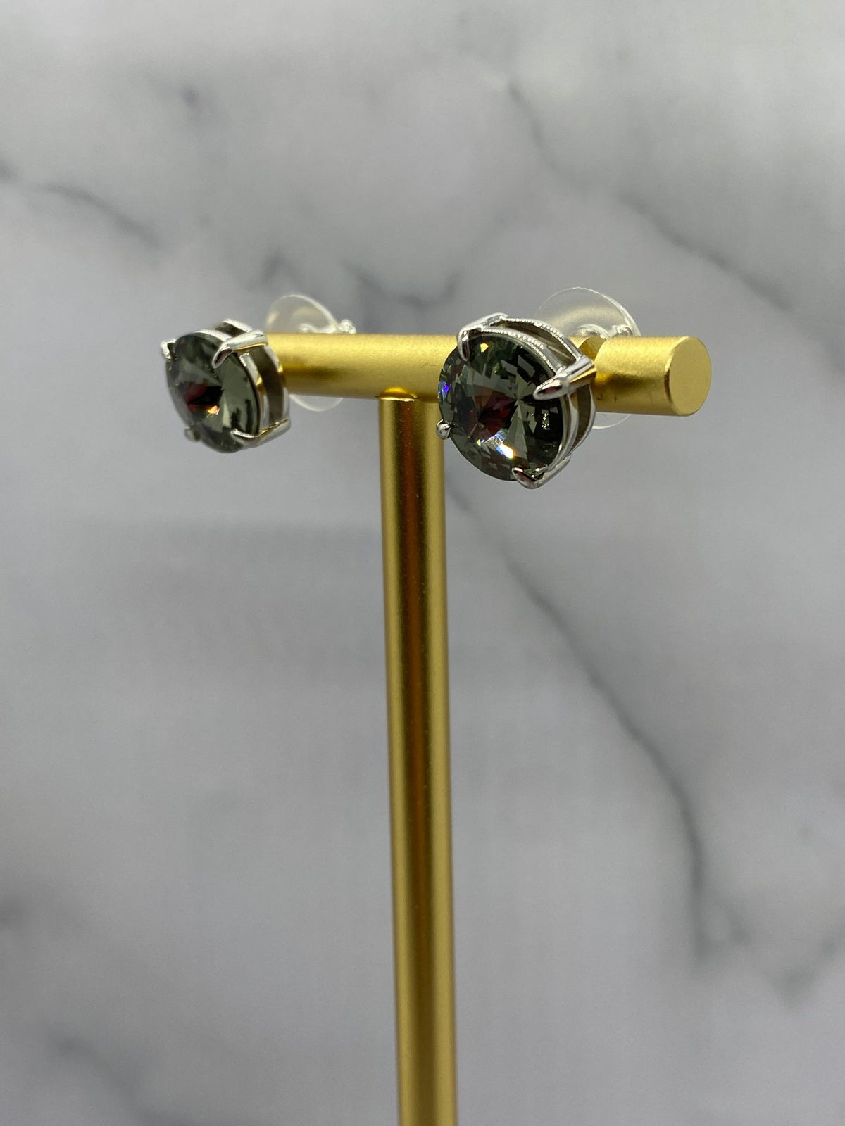 MIU MIU Rhinestone Smoky Stud Earrings - Pre-Owned — 3