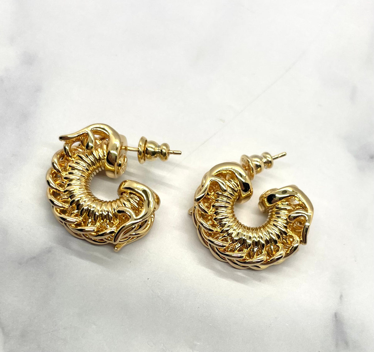FENDI Filo Gold Tone Hoop Earrings - Pre-Owned — 5